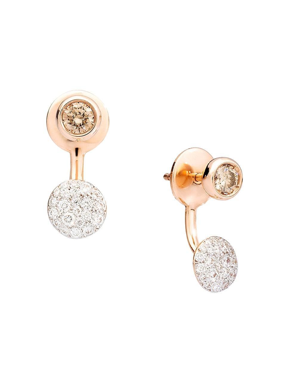 Womens Sabbia 18K Rose & White Gold, White & Brown Diamond Single Earring Product Image