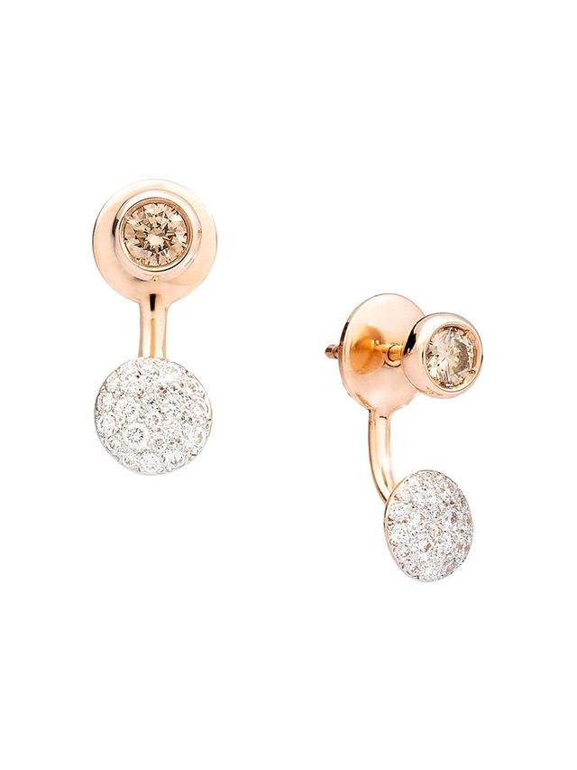 Womens Sabbia 18K Rose & White Gold, White & Brown Diamond Single Earring Product Image