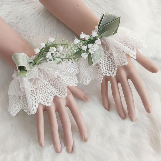 Floral Ribbon Lace Wrist Cuffs Product Image