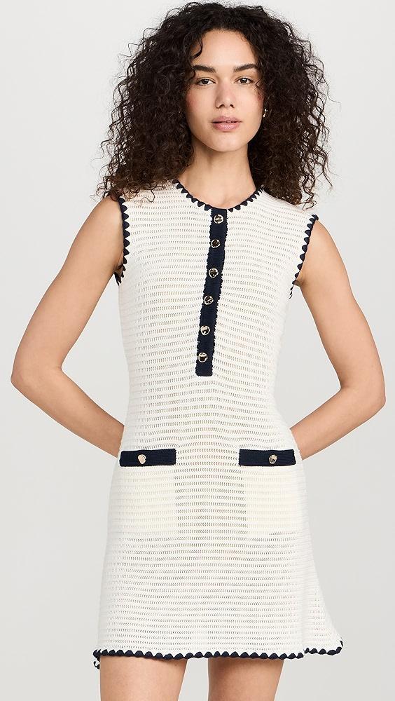 Self Portrait Cream Crochet Contrast Trim Mini Dress | Shopbop Product Image