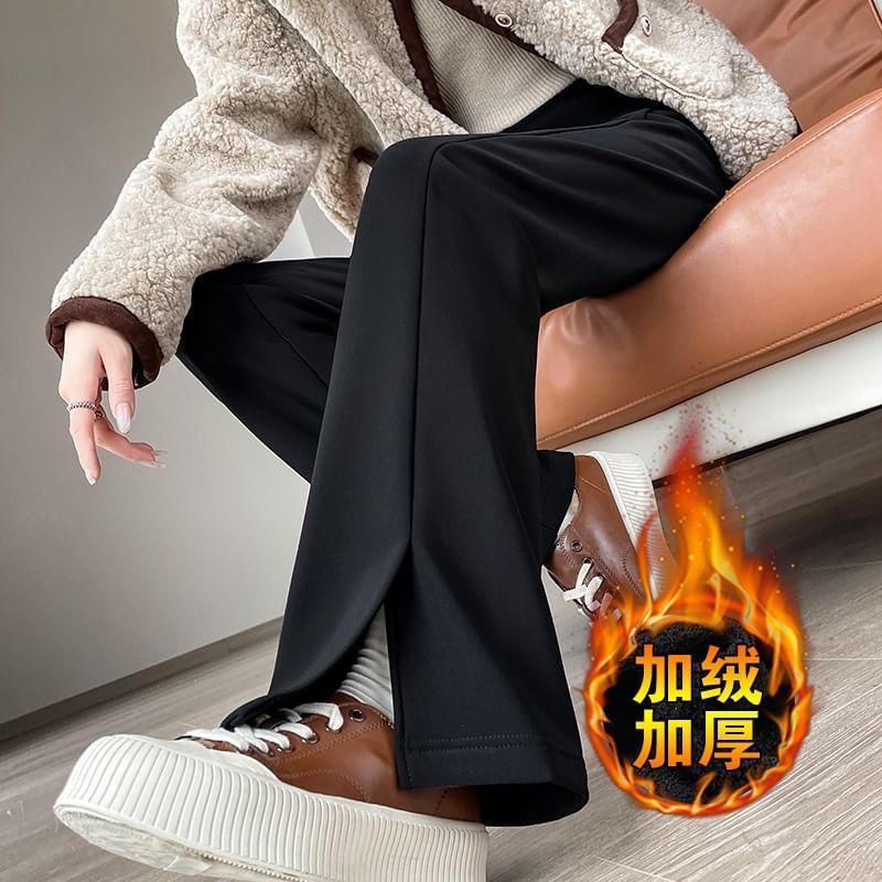 High-Rise Plain Loose Fit Split Pants Product Image