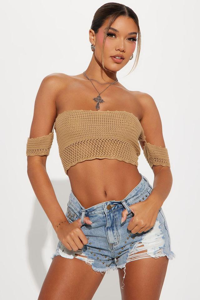 Tan Lines Crochet Top - Tan Product Image