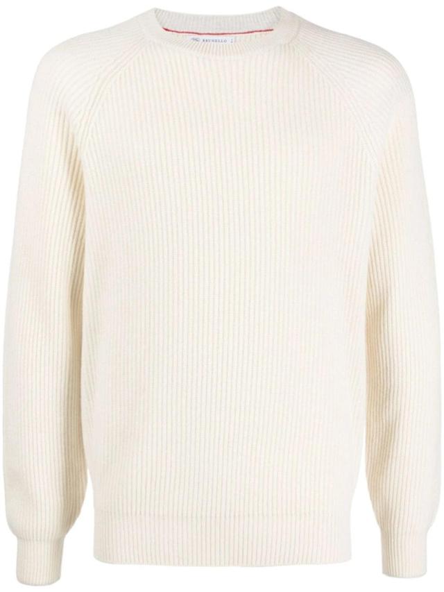 BRUNELLO CUCINELLI Ribbed Knit Sweater In Cream Product Image