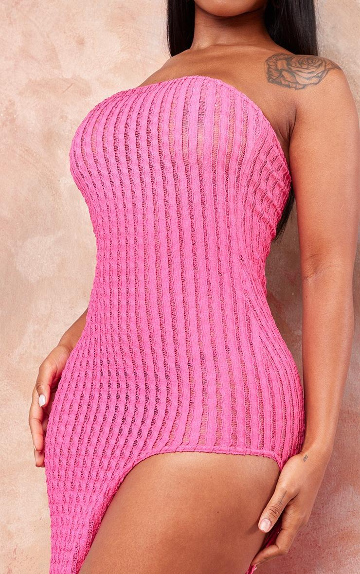 Shape Pink Textured Bandeau High Split Midaxi Dress Product Image