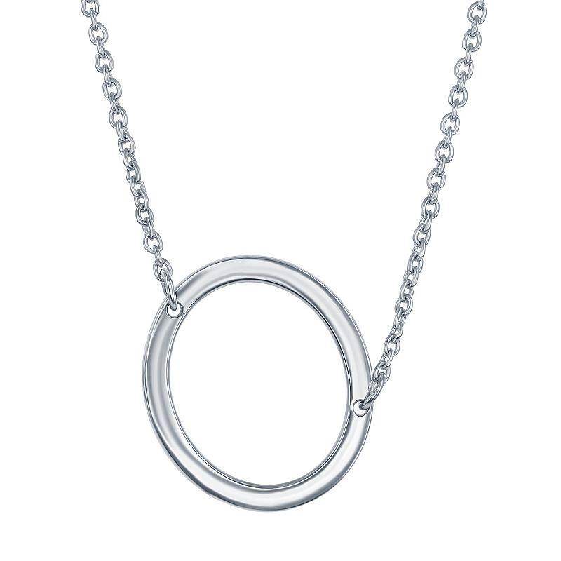 Sterling Silver Sideways Initial Necklace, Womens Sterling O Product Image