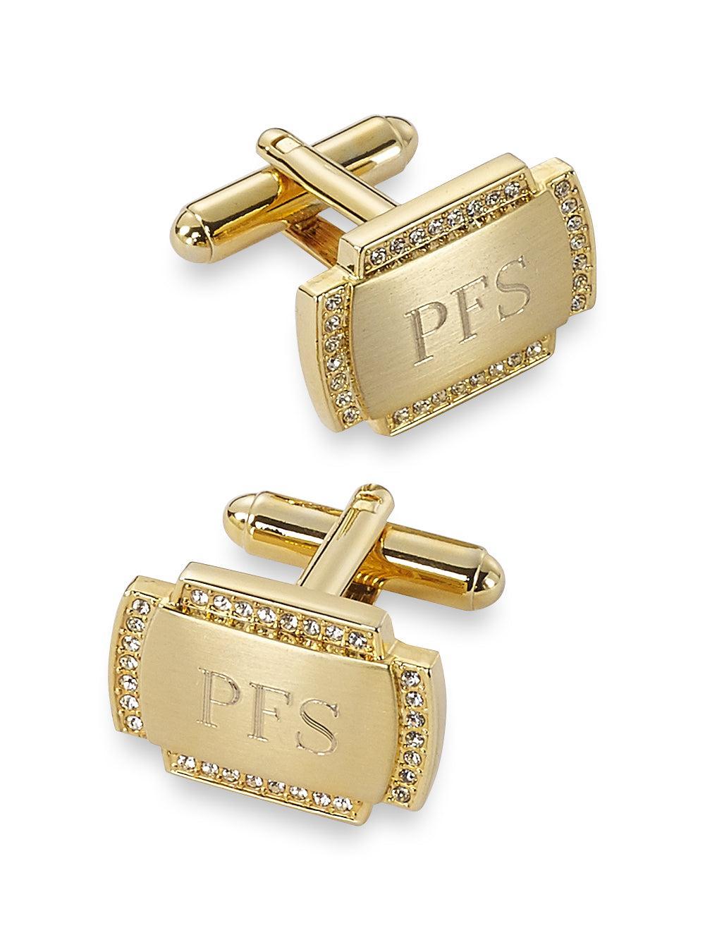 Crystal Border Engravable Cufflinks Product Image