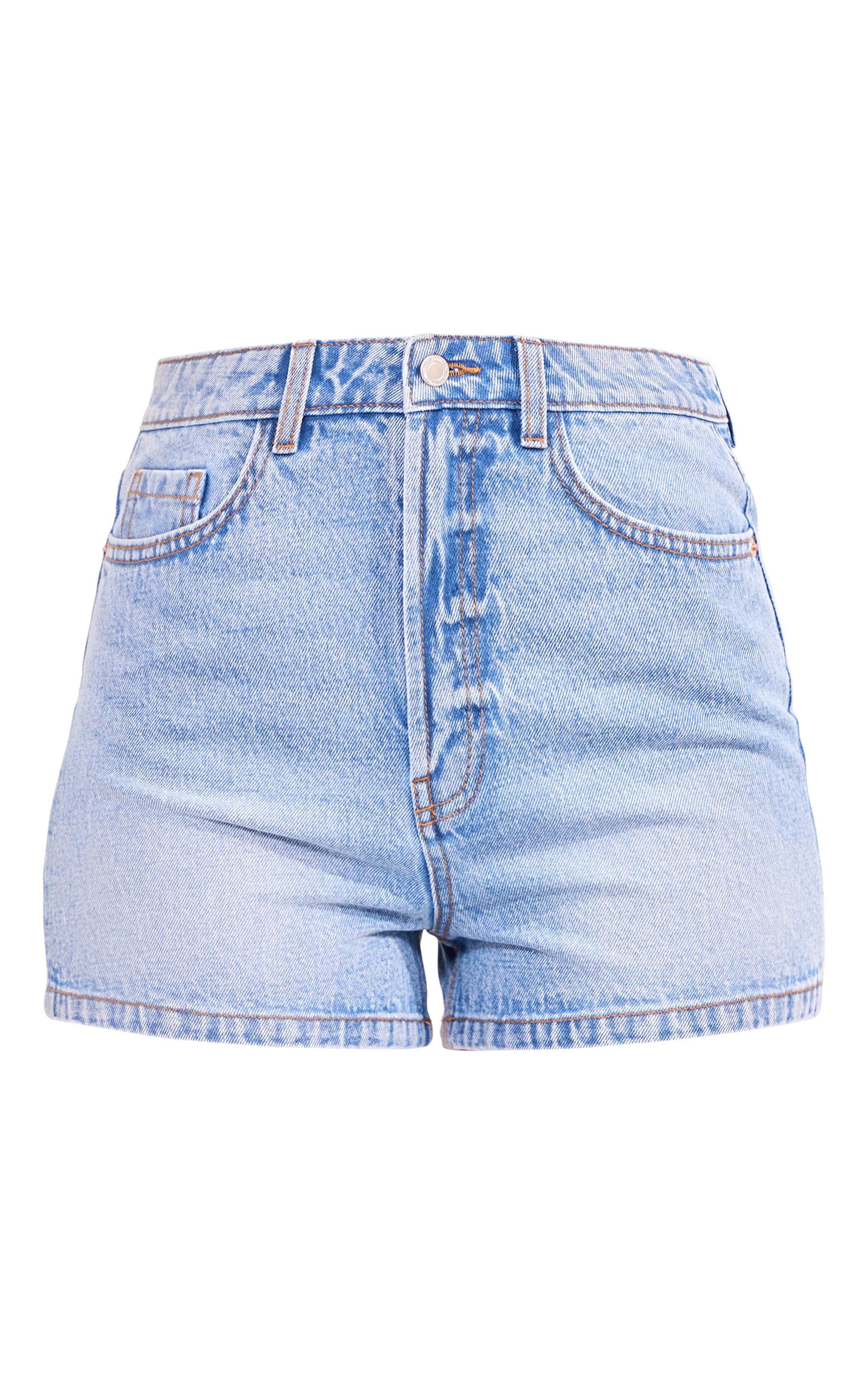 PRETTYLITTLETHING Tall Vintage Mid Wash Basic Denim Shorts Product Image