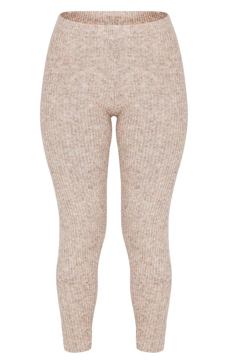 Petite Taupe Rib Knit Leggings Product Image