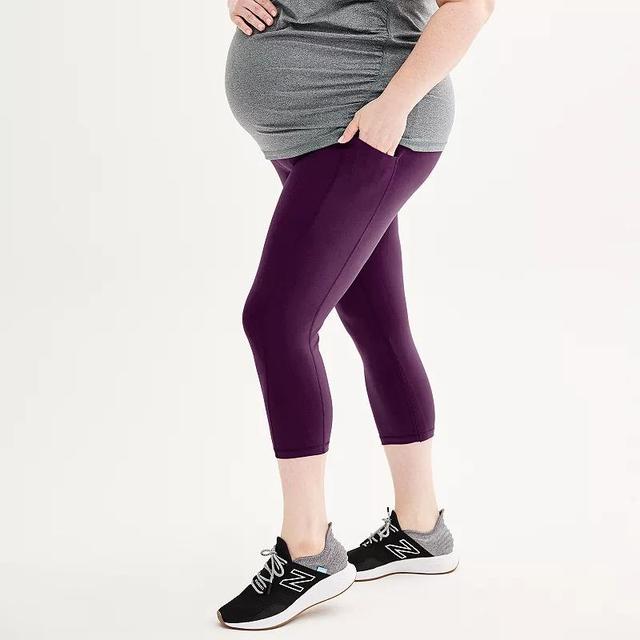 Maternity Tek Gear Ultrastretch High Rise Capri Leggings, Womens Purple Appeal Product Image