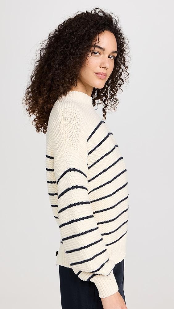 Alex Mill Button-Back Crewneck Sweater in Stripe | Shopbop Product Image