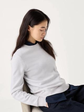 Womens Cashmere Sweater Natural Large UNIQLO US Product Image