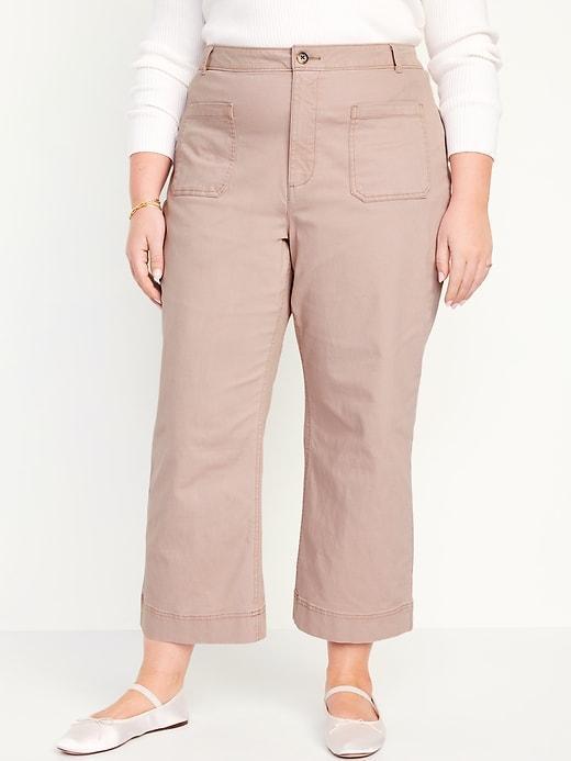 High-Waisted Crop Chino Wide-Leg Pants Product Image