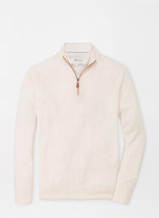 Peter Millar Mens Crown Soft Honeycomb Quarter-Zip Sweater | Color: Summer Ivory | Size: XXL Product Image