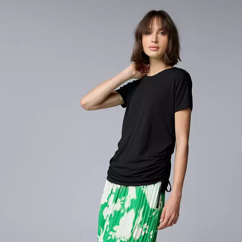 Petite Simply Vera Vera Wang Side Ruched T-Shirt, Womens Product Image