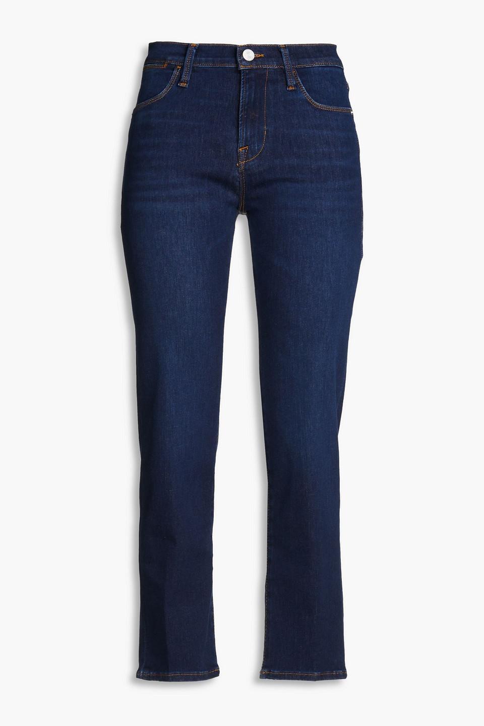 Le High Hoch Sitzende Cropped Jeans Mit Geradem Bein In Dark Denim product image