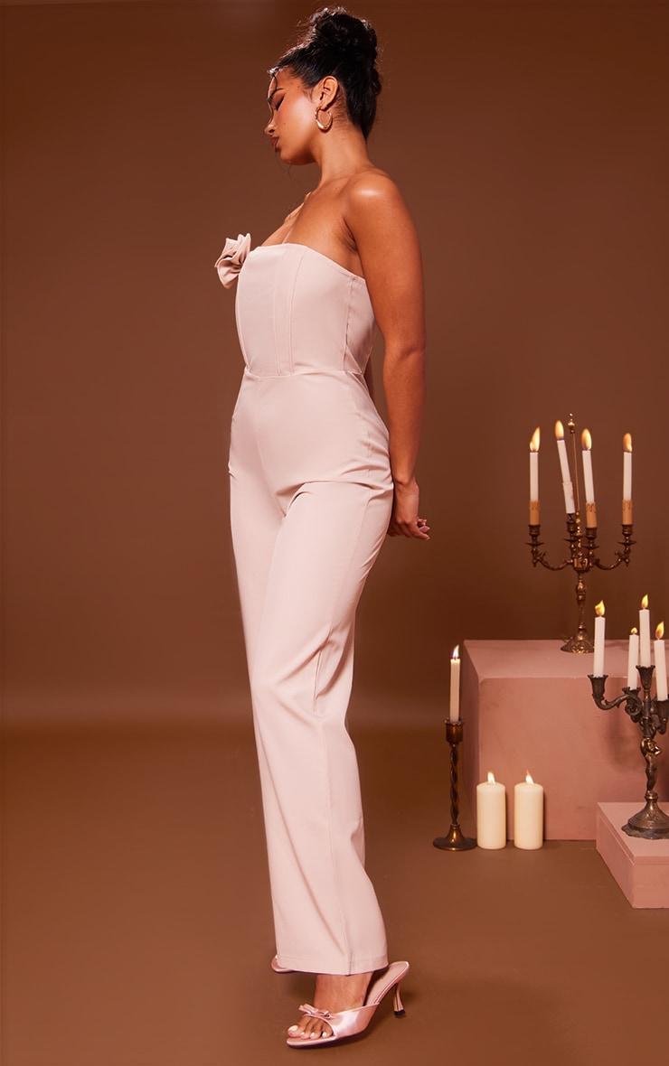 Stone Corsage Detail Bandeau Corset Wide Leg Jumpsuit Product Image