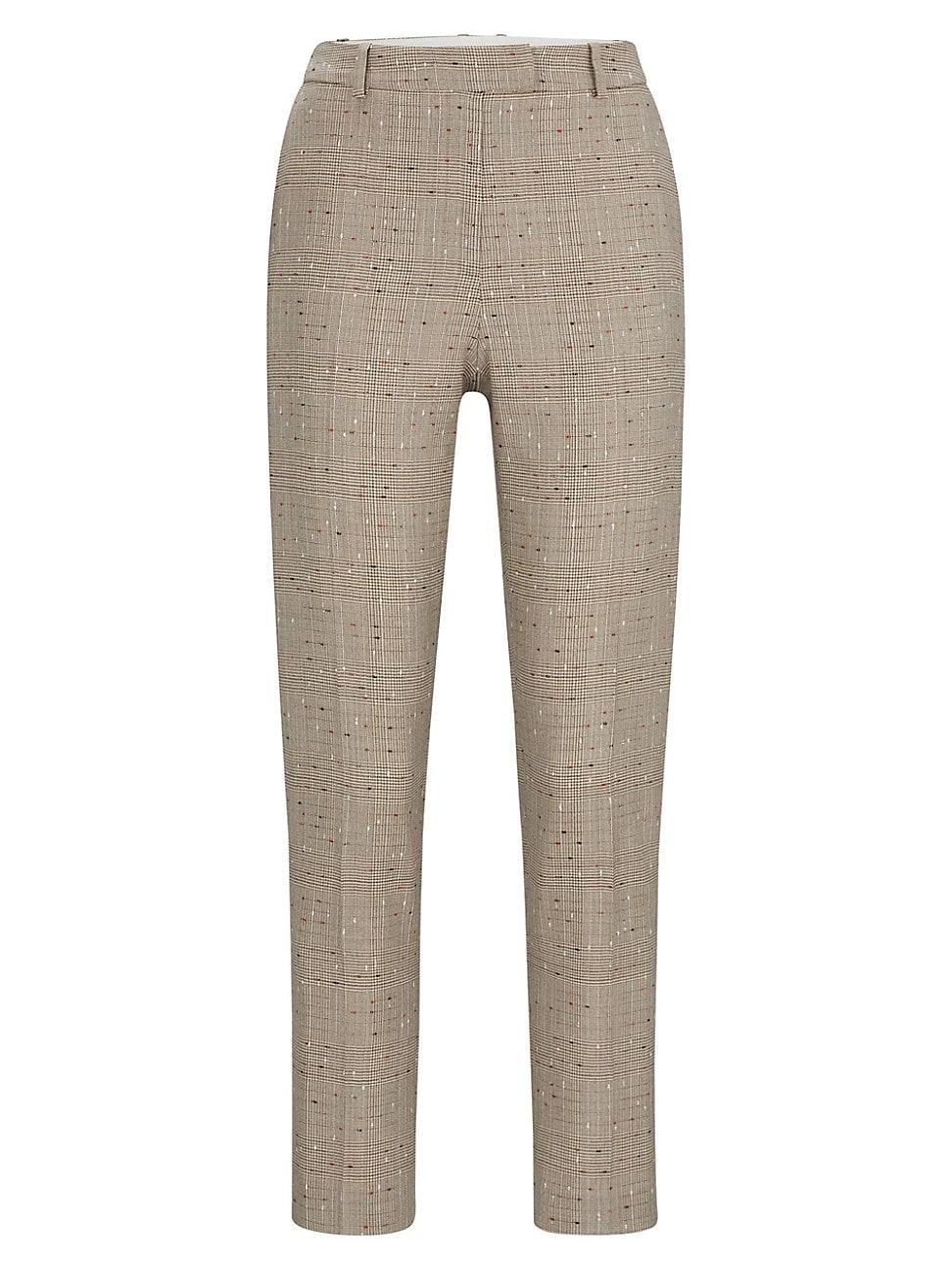 Womens Regular-Fit Trousers in a Checked Virgin-Wool Blend Product Image