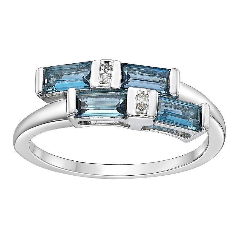 Gemminded Sterling Silver London Blue & White Topaz Overlap Ring, Womens Product Image