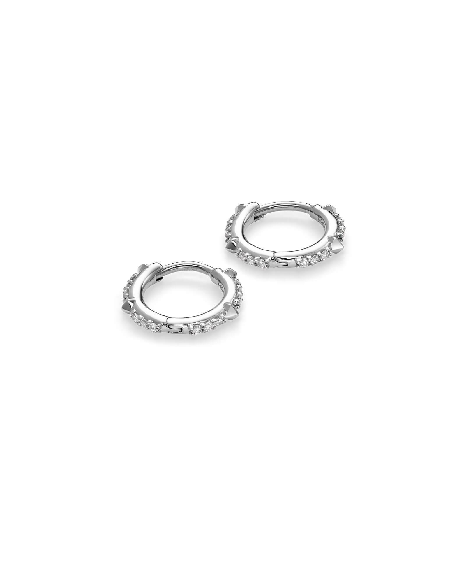 Jett 14k Rose Gold Huggie Earrings in White Diamond Product Image