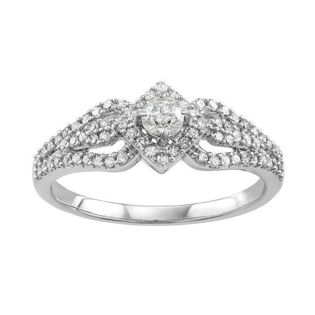 14k White Gold 1/2 Carat T.W. Diamond Engagement Ring, Womens Product Image