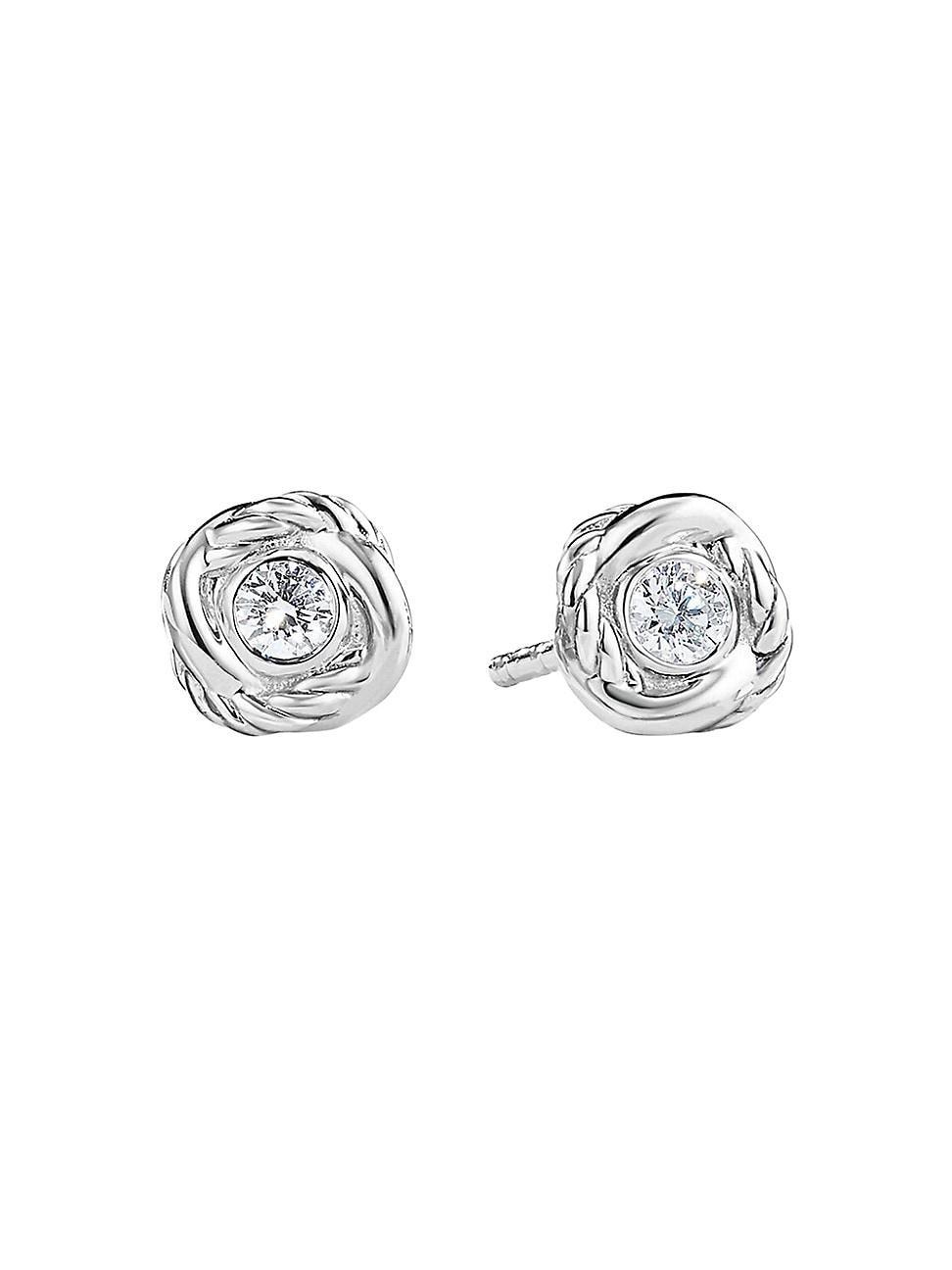 Womens Infinity Stud Earrings in 18K White Gold with Diamonds Product Image