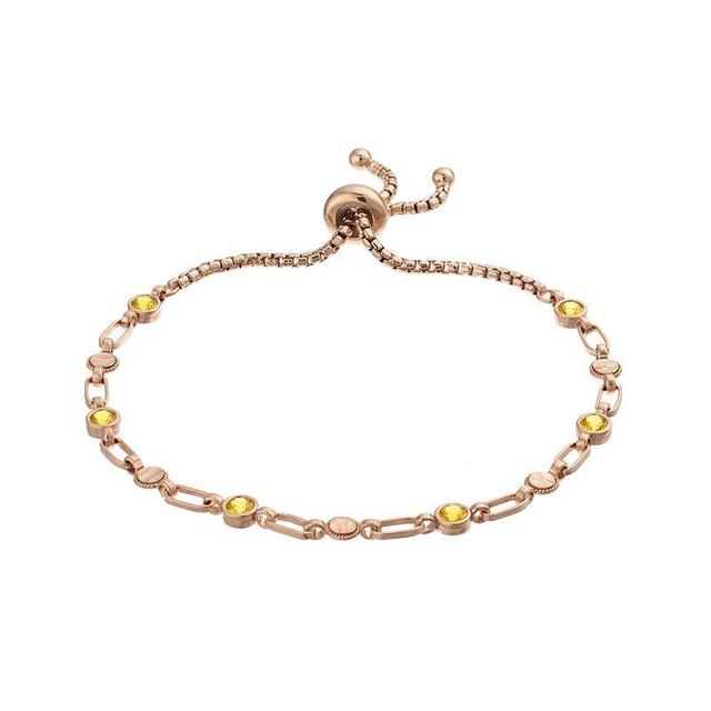 Kristen Kesho Sterling Silver Lab-Created Yellow Sapphire & Round Link Adjustable Bolo Bracelet, Womens Pink Product Image