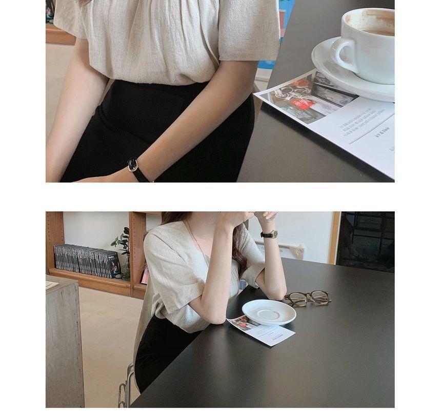 Square-Neck Short-Sleeve Blouse Product Image