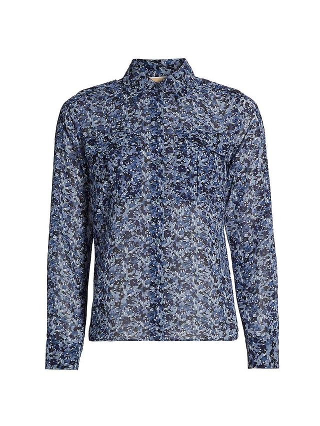 Womens Floral Button-Up Blouse Product Image