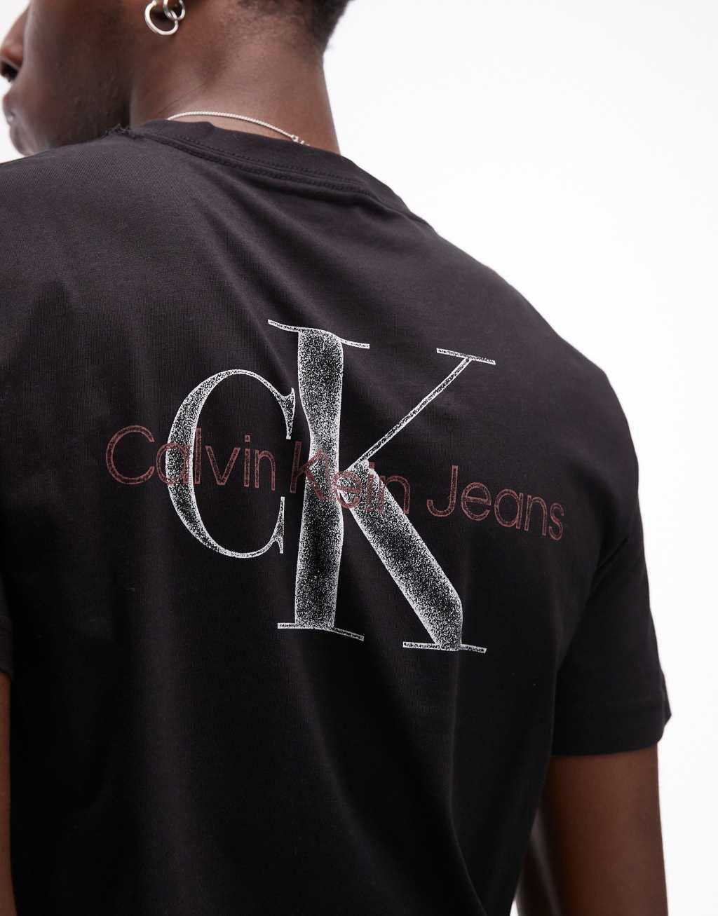 Calvin Klein Jeans monologo backprint T-shirt in black Product Image