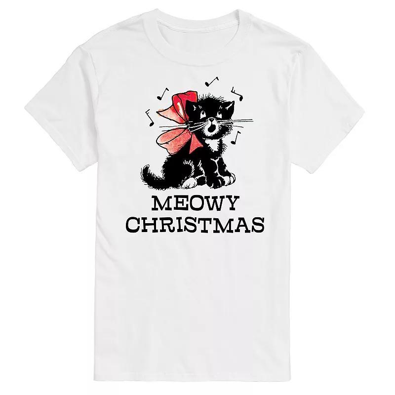 Big & Tall Vintage Meowy Christmas Graphic Tee, Mens Product Image