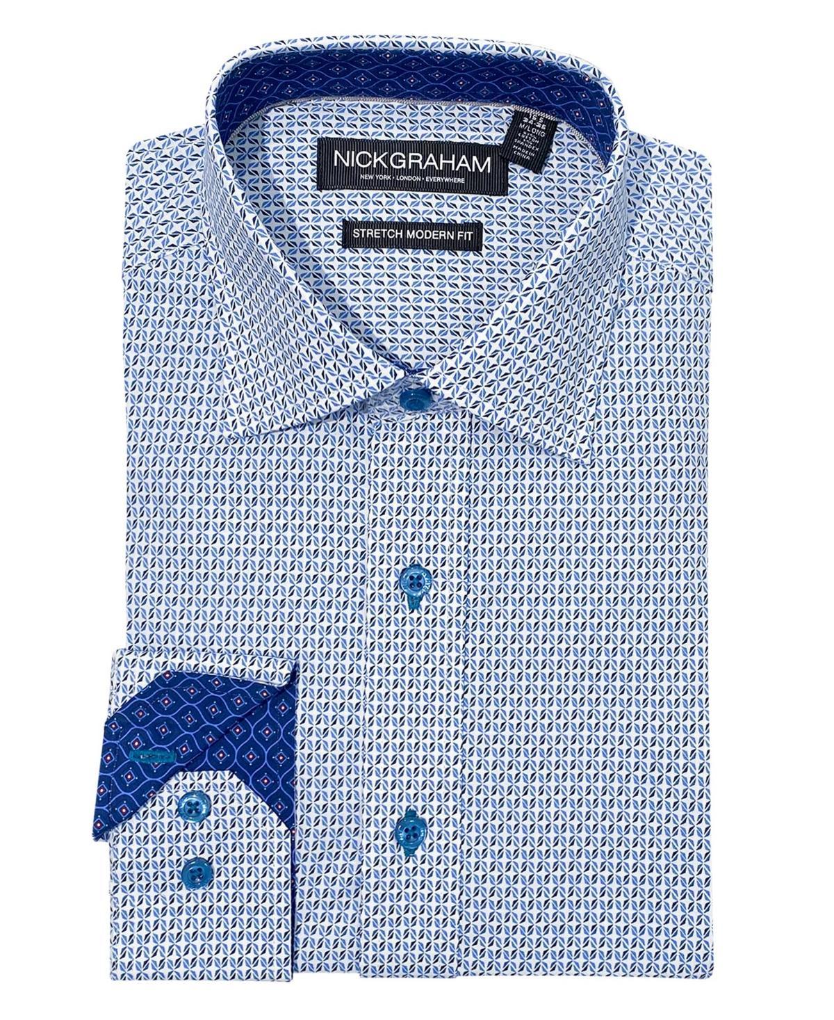 Nick Graham Mens Modern Fit Star Floral Medallion Dress Shirt Product Image