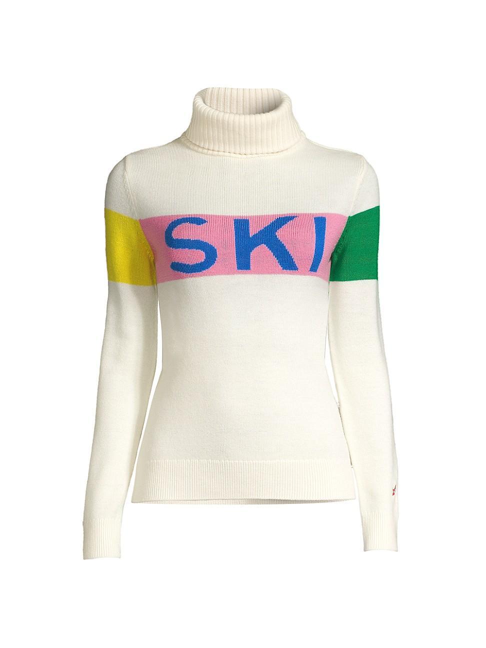 Womens Colorblocked Intarsia Wool Ski Sweater Product Image