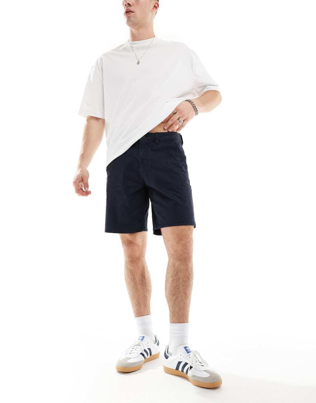 River Island laundered chino shorts in navy Product Image