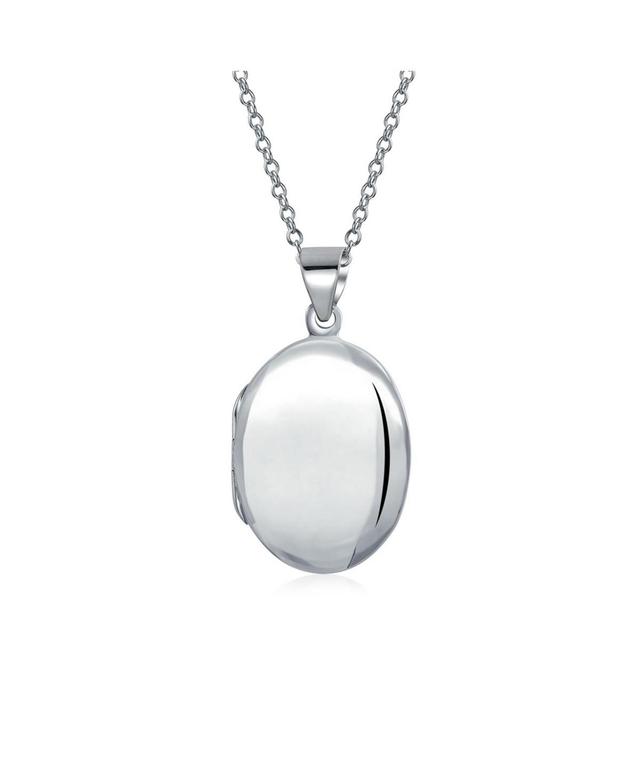 Bling Jewelry Small Simple Dome Oval Photo Lockets For Women For Teen Hold Pictures Polished .925 Silver Locket Necklace Pendant 1 Inch Product Image