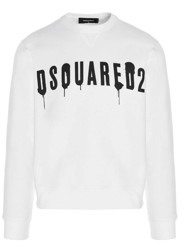 DSQUARED2 Logo Spray Cool Sweatshirt In White Product Image