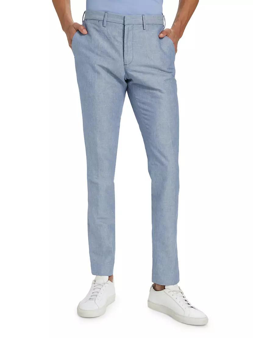 Slim-Fit Chambray Trousers Product Image