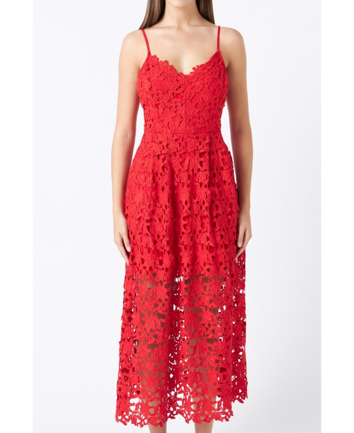 endless rose Womens Lace Cami Midi Dress Product Image