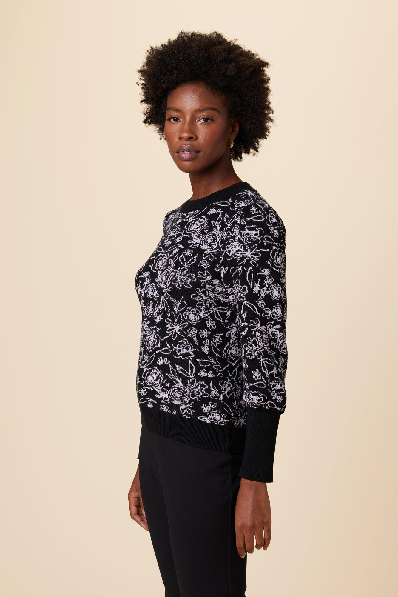 Sasha Organic Cotton Sweater - Black Lavender - ReAmour Product Image