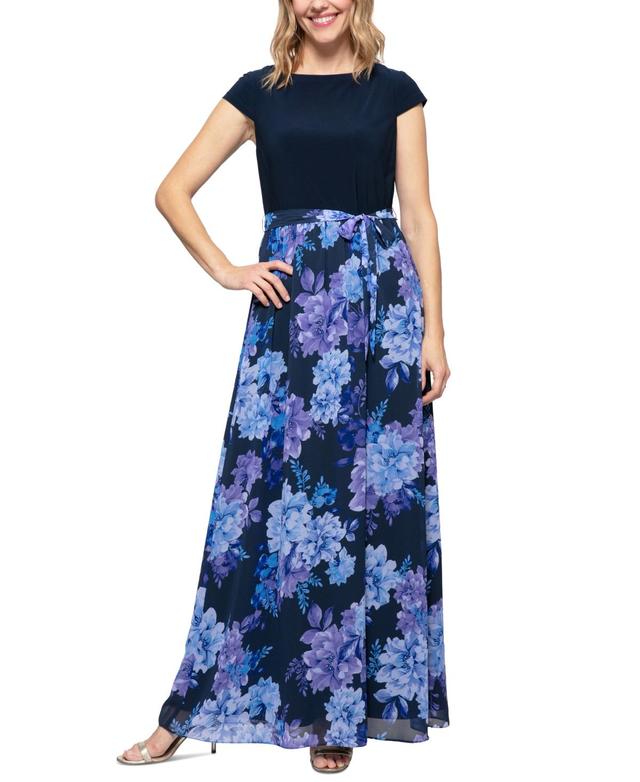 Sl Fashions Womens Mixed-Media Maxi Dress Product Image