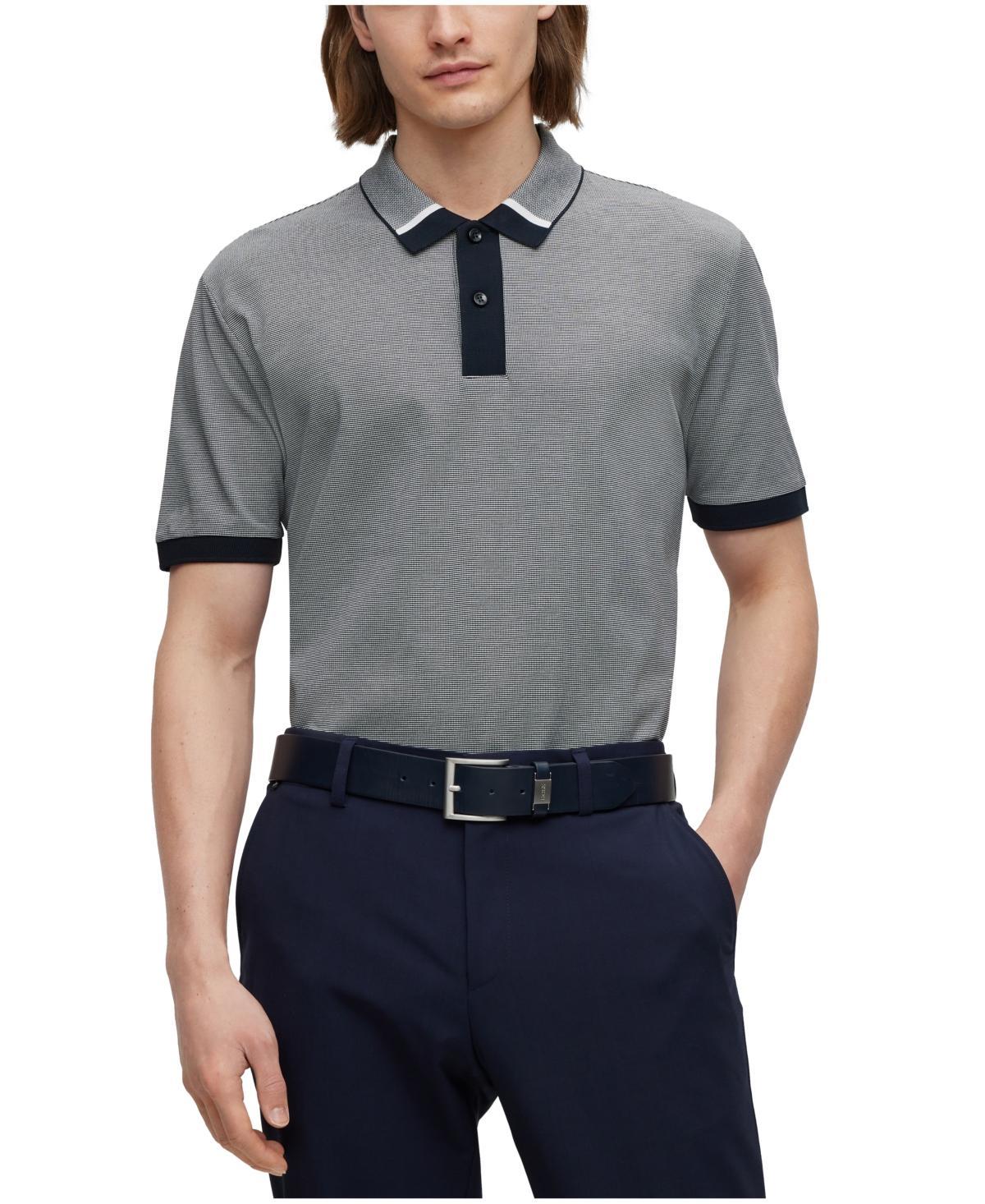 Mens Regular-Fit Polo Shirt with Two-Tone Micro Pattern Product Image