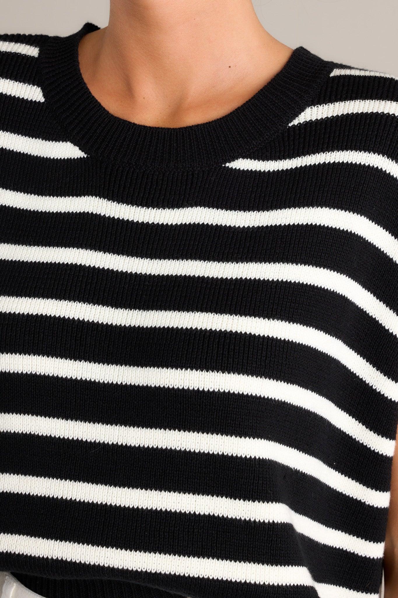 Daring Diva Black Stripe Sweater Top Product Image