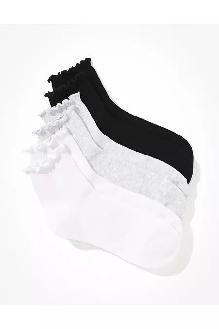 AE Ruffle Trim Boyfriend Socks 3-Pack Women's Product Image