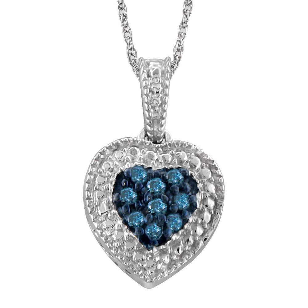 Womens 1/10 CT. T.W. Round-Cut Diamond Heart Pendant in Sterling Silver(18) Product Image