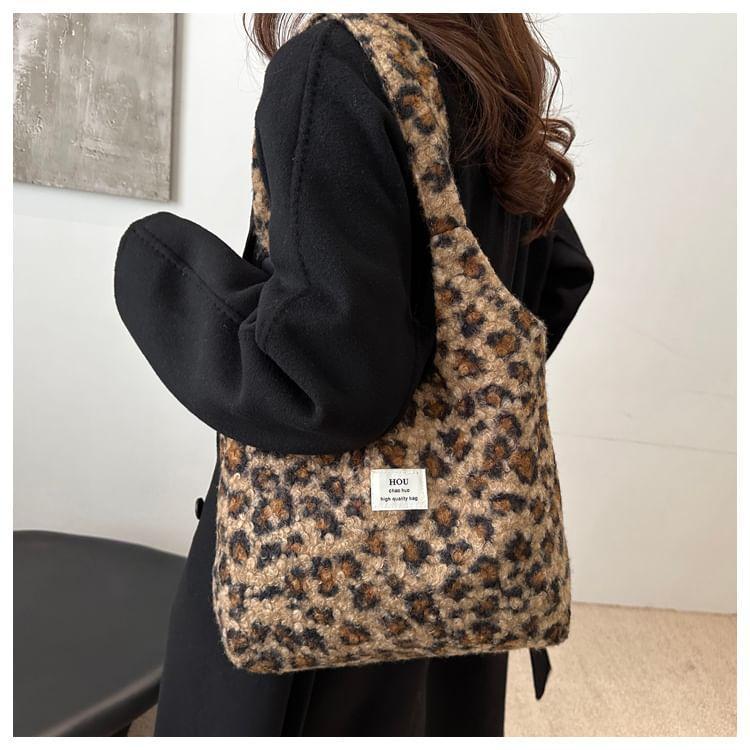 Leopard Print Applique Tote Bag Product Image