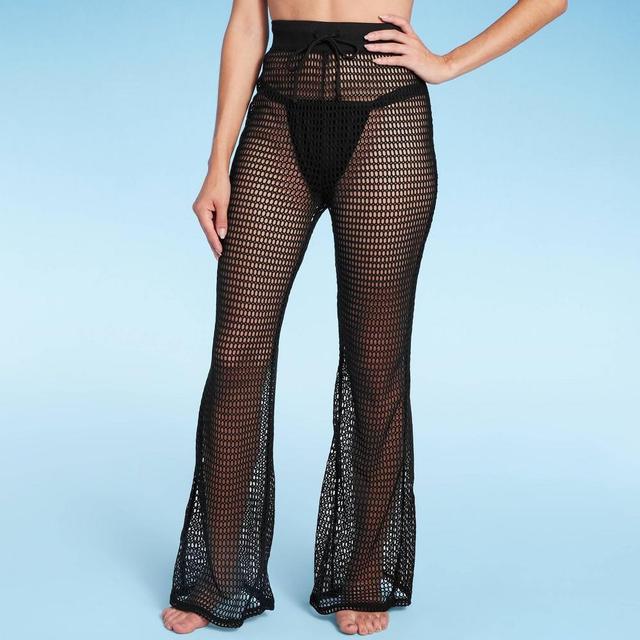 Womens Crochet Cover Up Pants - Shade & Shore Black L Product Image