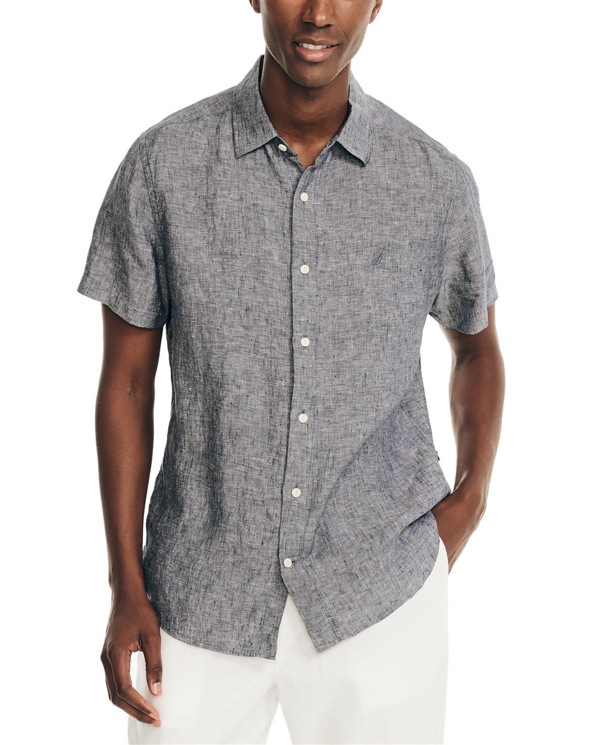 Nautica Sustainably Crafted Linen Short Sleeve Shirt (Sandy Bar) Men's Clothing Product Image