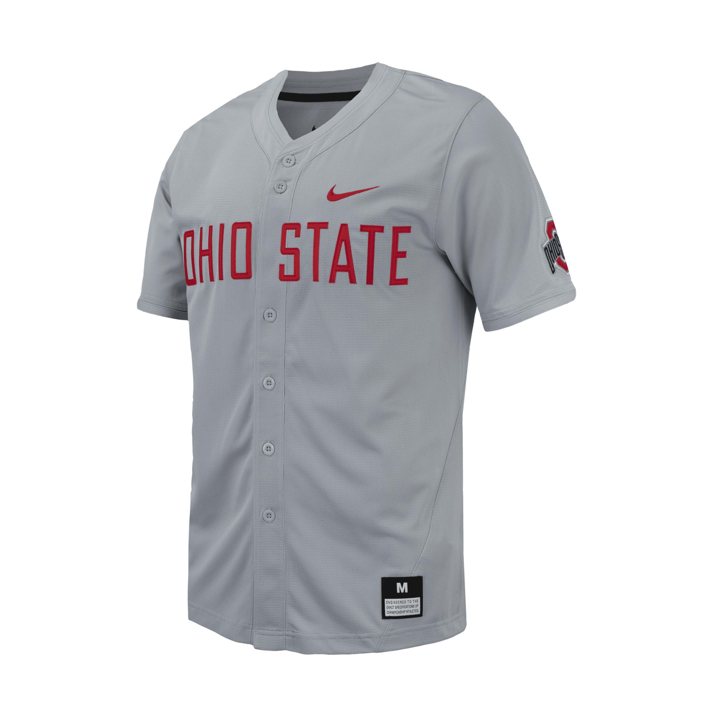 Mens Nike Gray Ohio State Buckeyes Replica Full-Button Baseball Jersey Product Image