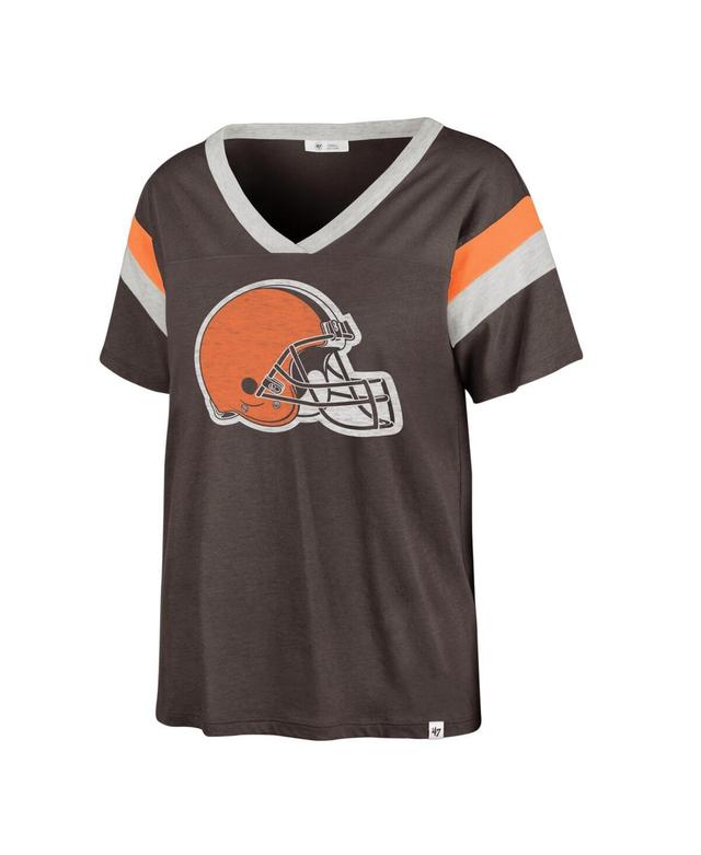 Womens 47 Brand Brown Distressed Cleveland Browns Phoenix V-Neck T-shirt Product Image