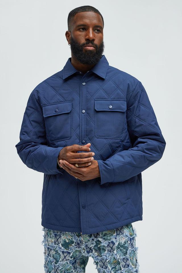 Auburn Quilted Shirt Jacket - Navy Product Image