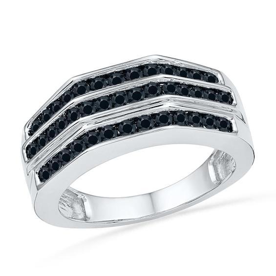 Men's 1 CT. T.w. Black Diamond Wedding Band in Sterling Silver Product Image